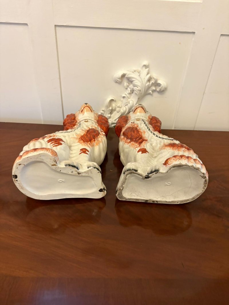 Pair of Antique Staffordshire Spaniel Dogs